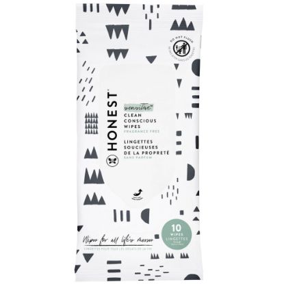 Picture of The Honest Company Clean Conscious Multi-Use Wipes | Hypoallergenic + Unscented for Sensitive Skin | Over 99% Water, Compostable, Plant Based, Baby Wipes | Pattern Play, 10 Count