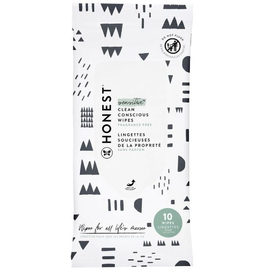 Picture of The Honest Company Clean Conscious Multi-Use Wipes | Hypoallergenic + Unscented for Sensitive Skin | Over 99% Water, Compostable, Plant Based, Baby Wipes | Pattern Play, 10 Count