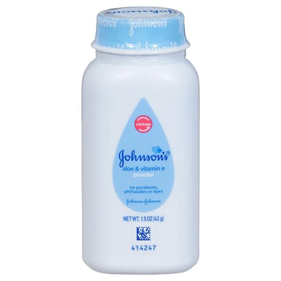 Picture of Johnson's Baby Naturally Derived Cornstarch Baby Powder with Aloe and Vitamin E for Delicate Skin, Hypoallergenic and Free of Parabens, Phthalates, and Dyes for Gentle Baby Skin Care, 1.5 oz