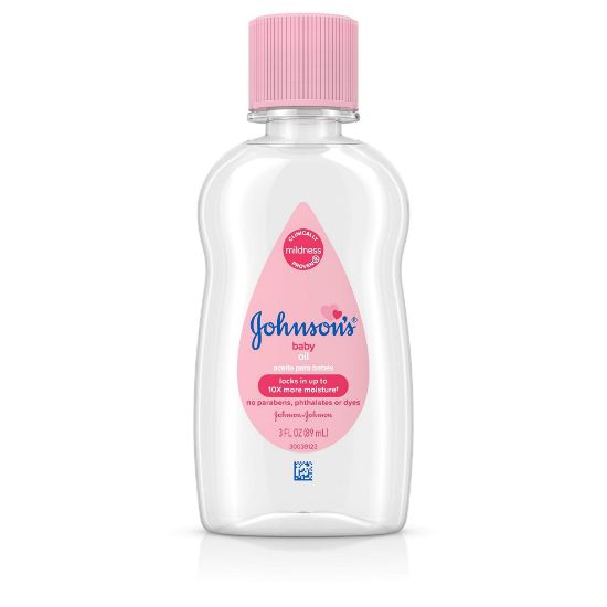 Picture of Johnson's Baby Oil, Pure Mineral Oil to Prevent Moisture Loss, Original 3 fl. oz