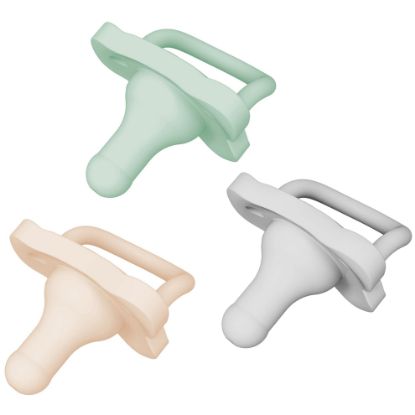 Picture of Dr. Brown's HappyPaci 100% Silicone Baby Pacifier, Contoured One-Piece Design, Cool Gray, Green, Ecru, 0-6m, BPA-Free, 3 Pack