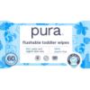 Picture of Pura Flushable Toddler Wipes 1 x 60 Wipes, 100% Plastic Free, 99% Water, Hypoallergenic & Fragrance Free, Totally Chlorine Free, Kids Toilet Wipes, Sensitive Skin