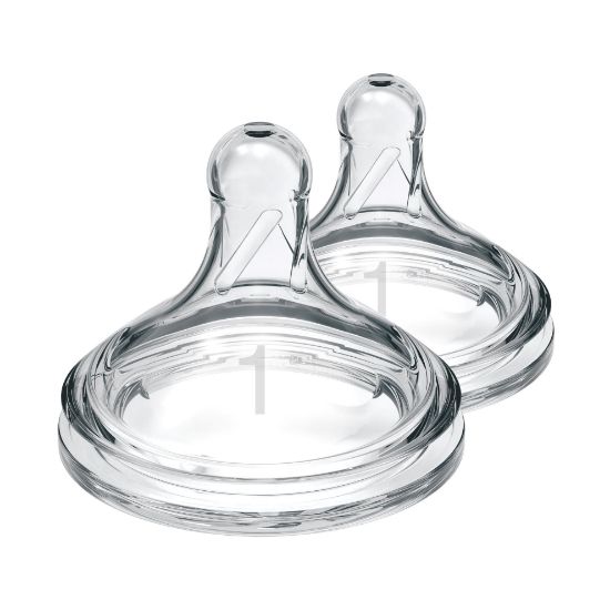Picture of Dr. Brown's Natural Flow Level 1, Wide-Neck Baby Bottle Nipple, Slow Flow, 100% Silicone, 0m+ , 2 Count (Pack of 1)