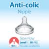 Picture of Dr. Brown's Natural Flow Level 1, Wide-Neck Baby Bottle Nipple, Slow Flow, 100% Silicone, 0m+ , 2 Count (Pack of 1)