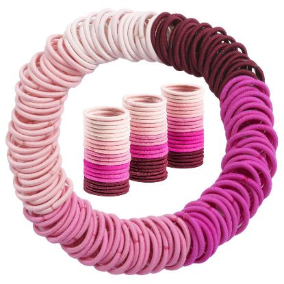 Picture of 200PCS Elastic Hair Ties, No Crease Hair Small Ponytail Holders for Kids Girls Baby Toddler, Pink