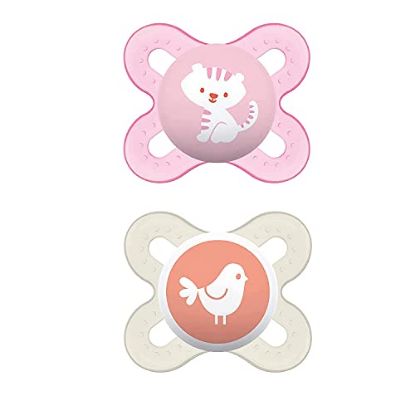 Picture of MAM Start Newborn Pacifiers (2 pack, 1 Sterilizing Pacifier Case), Newborn Baby Girl Pacifiers, Best Pacifier for Breastfed Babies, Self Sterilizing Baby Pacifier Case, Baby Pacifiers, 1-Set