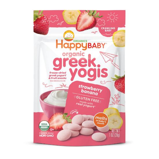 Picture of Happy Baby Organics Greek Yogis Freeze-Dried Greek Yogurt and Fruit Snacks, Strawberry Banana, 1 Ounce (Pack of 1) packaging may vary