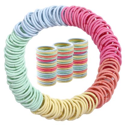 Picture of 200PCS Elastic Hair Ties, No Crease Hair Small Ponytail Holders for Kids Girls Baby Toddler, Pastal Color