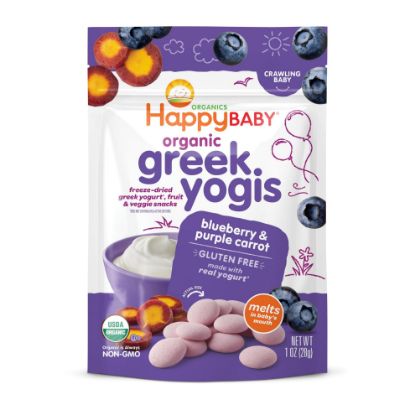 Picture of Happy Baby Organics Greek Yogis Freeze Dried Yogurt & Fruit Snacks, Blueberry & Purple Carrot, Packaging May Vary, 1 Oz