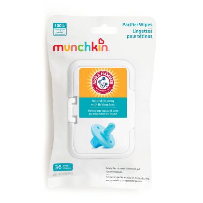 Picture of Munchkin Arm & Hammer Pacifier Wipes - Safely Cleans Breast Pump Parts and Feeding Essentials for Baby and Toddler, 1 Pack, 36 Wipes