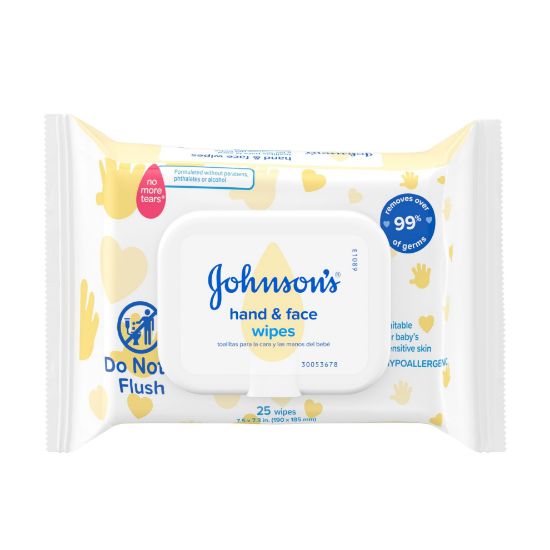 Picture of Johnson's Baby Disposable Hand & Face Cleansing Wipes, Pre-Moistened Wipes Gently Remove 99% of Germs & Dirt from Delicate Skin, Paraben-, Phthalate- & Alcohol-Free, Hypoallergenic, 4 Pack