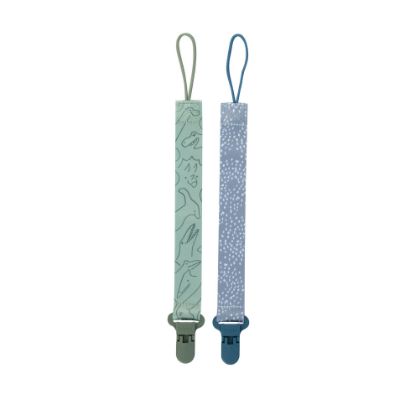 Picture of Nuby Pacifinder Baby Pacifier Clip - (2-Pack) - Pacifier Holder Clip with Convenient Hook Loop - Blue Dots and Green Dino