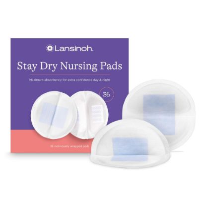 Picture of Lansinoh Stay Dry Disposable Nursing Pads, Soft and Super Absorbent Breast Pads, Breastfeeding Essentials for Moms, 36 Count
