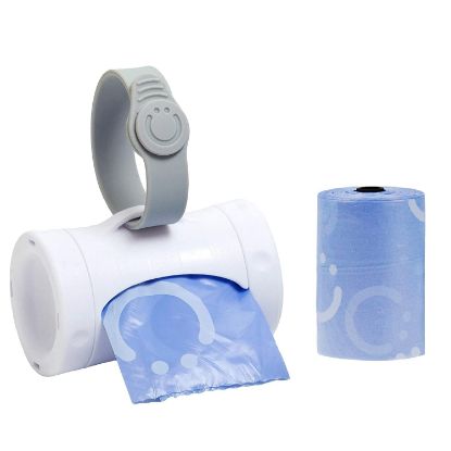 Picture of Ubbi Retractable On the Go Bag Dispenser for Baby Travel, Diaper Accessory Must Have for Newborn, Helpful Item, Baby Gift, Lavender Scented, White