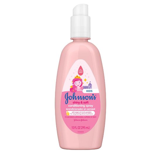 Picture of Johnson's Kids Shiny & Soft Hair Conditioning Spray with Argan Oil & Silk Proteins, Tear-Free Conditioning Spray for Shine & Softness, Gentle for Toddler Haircare, 10 fl. oz