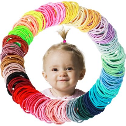 Picture of 200PCS Small Hair Ties,No Crease Baby Hair Ties,Elastic Hair Ponytail Holder Hair Accessories for Baby Girls Infants Toddlers Kids