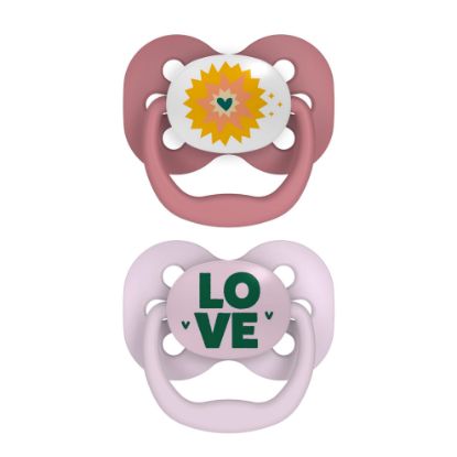 Picture of Dr. Brown's Advantage Baby Pacifier, Fully Symmetrical Soother with Soft Silicone Bulb, Lavender Love, 0-6m, BPA Free, 2 Pack
