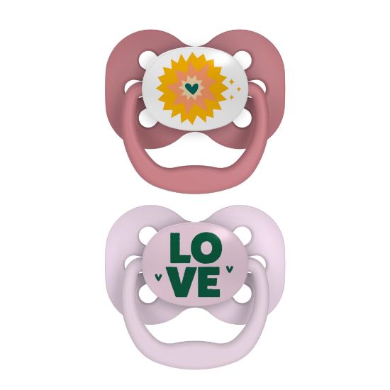 Picture of Dr. Brown's Advantage Baby Pacifier, Fully Symmetrical Soother with Soft Silicone Bulb, Lavender Love, 0-6m, BPA Free, 2 Pack