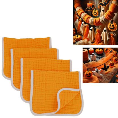 Picture of Synrroe Muslin Burp Cloths Large 20 by 10 Inches 100% Cotton 6 Layers Extra Absorbent and Soft (Pumpkin)