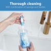 Picture of Dr. Brown's Reusable Sponge Baby Bottle Cleaning Brush with Suction Cup Stand, Scrubber and Nipple Cleaner, Blue 1-Pack