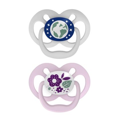 Picture of Dr. Brown's Advantage Glow-in-the-Dark Baby Pacifier, Fully Symmetrical Soother with Soft Silicone Bulb, Purple Nature, 6-18m, BPA Free, 2 Pack