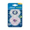 Picture of Dr. Brown's Advantage Glow-in-the-Dark Baby Pacifier, Fully Symmetrical Soother with Soft Silicone Bulb, Purple Nature, 6-18m, BPA Free, 2 Pack