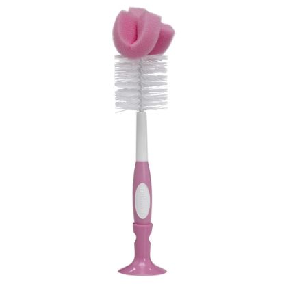 Picture of Dr. Brown's Reusable Sponge Baby Bottle Cleaning Brush with Suction Cup Stand, Scrubber and Nipple Cleaner, Pink 1-Pack