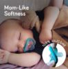 Picture of Nanobebe Baby Pacifiers 0-3 Month - Orthodontic, Curves Comfortably with Face Contour, Award Winning for Breastfeeding Babies, 100% Silicone, Perfect Baby Registry Gift 2pk,Grey
