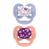 Picture of Dr. Brown's Advantage Glow-in-the-Dark Baby Pacifier, Fully Symmetrical Soother with Soft Silicone Bulb, Coral Ocean, 0-6m, BPA Free, 2 Pack