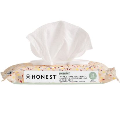 Picture of The Honest Company Clean Conscious Multi-Use Wipes | Hypoallergenic + Unscented for Sensitive Skin | Over 99% Water, Compostable, Plant Based, Baby Wipes | Terrazzo, 36 Count