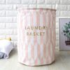 Picture of Laundry Basket 11.8x17.7 Inch Cotton Storage Basket Men/Women Kids/Baby Organize Clothes Gifts Toys&Diapers Neutral Pink&Gray Foldable Baskets with Handle Laundry/Bedroom/Bathroom (Pink)
