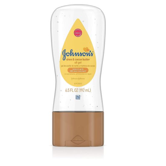 Picture of Johnson's Baby Oil Gel, Moisturizing Baby Massage Mineral Oil Enriched with Shea & Cocoa Butter, Dry Skin Relief for Babies, Kids & Adults, Nourishing & Gentle on Delicate Skin, 6.5 fl. oz