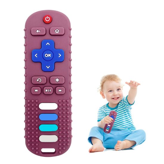 Picture of ERSIHUA Silicone Teething Toys for Babies, Remote Control Shape Silicone Teethers, Cute Chew Toys for Boys and Girls,BPA Free Teether Early Educational Sensory Toy