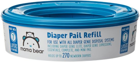 Picture of Amazon Brand - Mama Bear Diaper Pail Refills for Genie Pails, Unscented, 270 Count (Pack of 1)