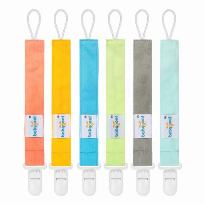 Picture of Babygoal Neutral Pacifier Clips, 6 Pack Paci Holder Clips for Boys and Girls Fits for Most Baby Pacifier, Binky Styles,Teethers and Toys 6PS10