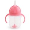 Picture of Munchkin Any Angle Sippy Cup for Toddlers, Spill Proof Weighted Straw Cup with Transition Handles for Babies 6 Months and Up, 7 Ounce, Pink