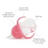 Picture of Munchkin Any Angle Sippy Cup for Toddlers, Spill Proof Weighted Straw Cup with Transition Handles for Babies 6 Months and Up, 7 Ounce, Pink