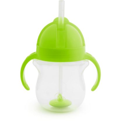 Picture of Munchkin Any Angle Sippy Cup for Toddlers, Spill Proof Weighted Straw Cup with Transition Handles for Babies 6 Months and Up, 7 Ounce, Green