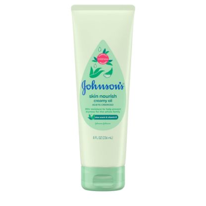 Picture of Johnson's Skin Nourish Creamy Oil, Aloe Scent & Vitamin E, Creamy Oil Helps Prevent Dryness & Moisturizes Baby's Delicate Skin for 24 Hours, Hypoallergenic & Non-Greasy, 8 fl. oz