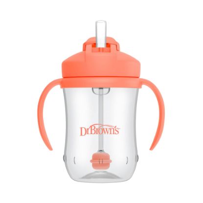 Picture of Dr. Brown's Milestones, Baby's First Straw Cup Sippy Cup with Straw, 6m+, 9oz/270ml, Coral, BPA Free
