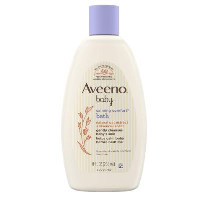 Picture of Aveeno Baby Calming Comfort Bath & Wash with Relaxing Lavender & Vanilla Scents & Natural Oat Extract, Hypoallergenic & Tear-Free Formula, Paraben-, Phthalate- & Soap-Free, 8 fl. Oz