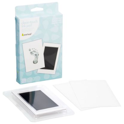 Picture of Pearhead Newborn Baby Handprint and Footprint Kit - No Mess Clean-Touch Ink Pad With Impression Cards, Safe for Skin, Perfect Keepsake for Family, Acid-Free, Smudge-Proof, Black, 3 Piece Set