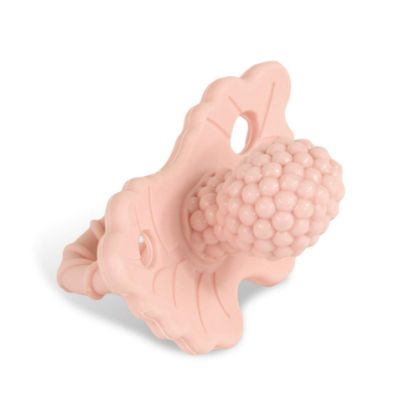 Picture of RaZbaby RaZberry Silicone Teether Pacifier - Teething Relief for Infants, Food-Grade, BPA-Free, Hands-Free Design, Natural Berrybumps Fruit Texture for Sensory Development, Freezable - Pink