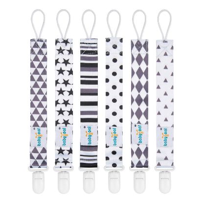 Picture of Babygoal Neutral Pacifier Clips, 6 Pack Binky Paci Holder Clips and Leash for Boys and Girls Fits for Most Pacifier, Binkie Styles & Baby Teethers & Toys and Gift 6PB05