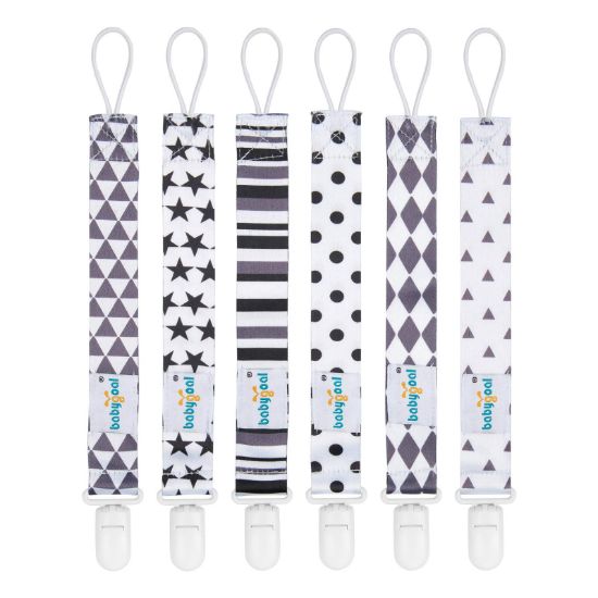 Picture of Babygoal Neutral Pacifier Clips, 6 Pack Binky Paci Holder Clips and Leash for Boys and Girls Fits for Most Pacifier, Binkie Styles & Baby Teethers & Toys and Gift 6PB05