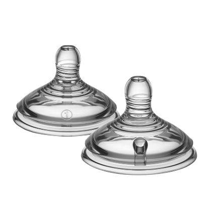 Picture of Tommee Tippee Natural Start Baby Bottle Nipples, Slow Flow, 0m+, Pack of 2 Soft Silicone Breast-Like Bottle Nipples for a Natural Latch with Anti-Colic Valve