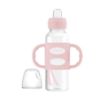 Picture of Dr. Brown's Milestones Narrow Sippy Spout Bottle with 100% Silicone Handles, Easy-Grip Handles with Soft Sippy Spout, 8oz/250mL, Light-Pink, 1-Pack, 6m+