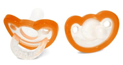 Picture of RaZbaby Jollypop Pacifier for Newborns & Up, USA Made, Natural Shaped Orthodontic Binky, Lovingly Shared in NICUs & Hospitals Worldwide, Medical-Grade 100% BPA-Free - 0-3 Months, 2 Pack - Orange
