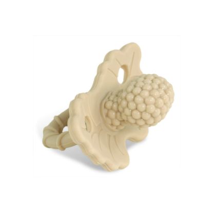 Picture of RaZbaby RaZberry Silicone Teether Pacifier - Teething Relief for Infants, Food-Grade, BPA-Free, Hands-Free Design, Natural Berrybumps Fruit Texture for Sensory Development, Freezable - Caramel