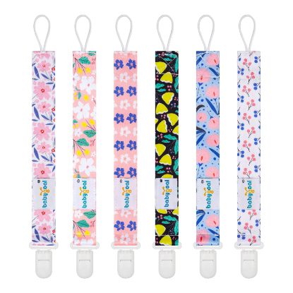 Picture of Babygoal Floral Pacifier Clips, 6 Pack Binky Paci Holder and Leash for Boys and Girls Fits for Most Pacifier, Binkie Styles & Baby Teethers & Toys and Gift 6PB12